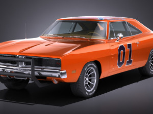 Dodge Charger 1969 General Lee lowpoly 3D Model