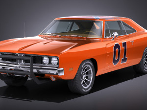 Dodge Charger 1969 General Lee lowpoly 3D मॉडल