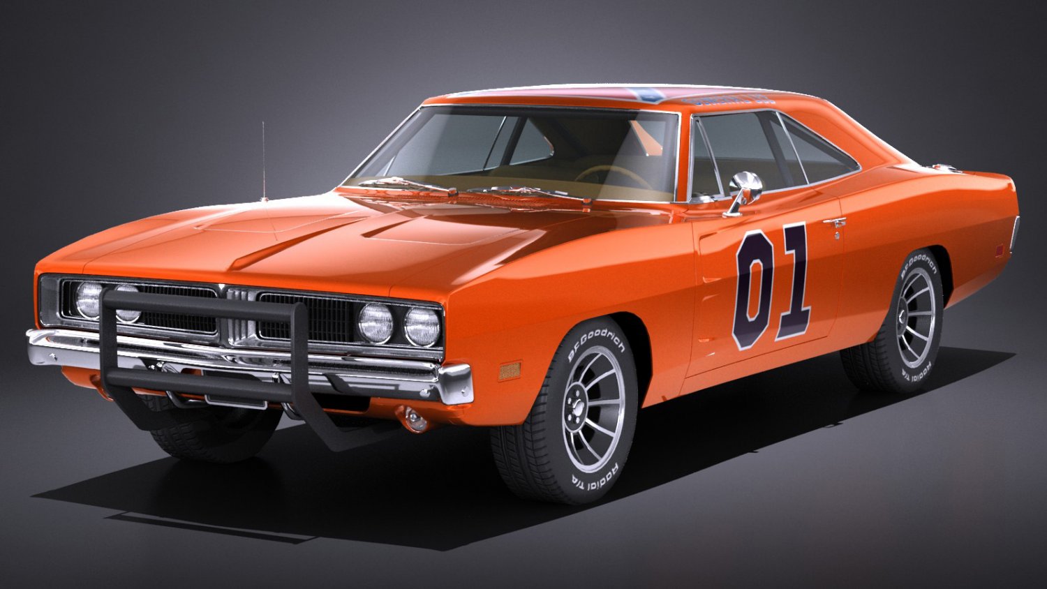 lowpoly dodge charger 1969 general lee Modelo 3D in Coches Clásicos 3DExport