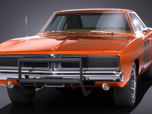 Dodge Charger 1969 General Lee lowpoly 3D मॉडल