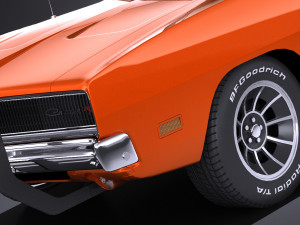 Dodge Charger 1969 General Lee lowpoly 3D मॉडल
