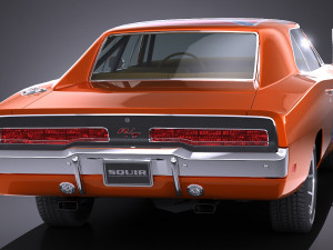 Dodge Charger 1969 General Lee lowpoly 3D मॉडल
