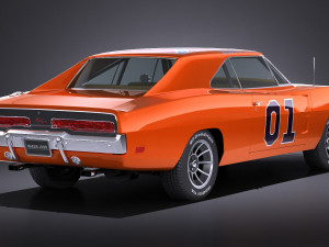Dodge Charger 1969 General Lee lowpoly 3D मॉडल