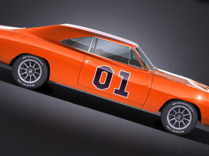 Dodge Charger 1969 General Lee lowpoly 3D मॉडल