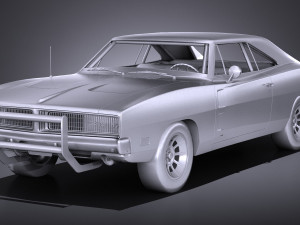 Dodge Charger 1969 General Lee lowpoly 3D मॉडल