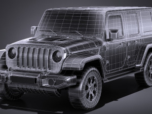 Jeep Wrangler Sahara 2018 Lowpoly 3Dモデル