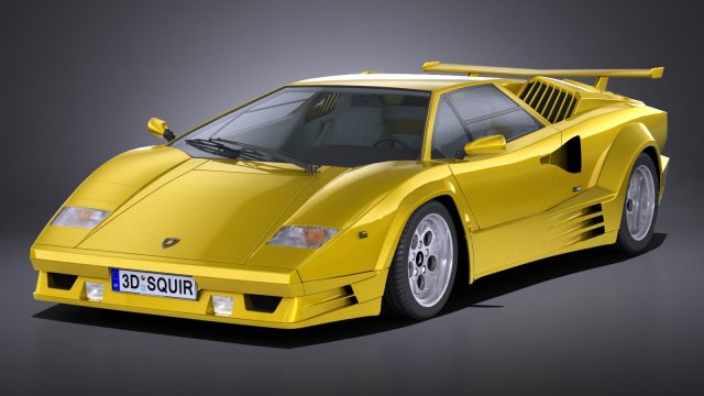 Countach 5000QV 25th Anniversary lowpoly 3D Модель .c4d .max .obj .3ds .fbx .stl .blend