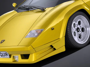 Countach 5000QV 25th Anniversary lowpoly 3D Model