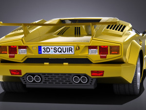 Countach 5000QV 25th Anniversary lowpoly 3D Модель
