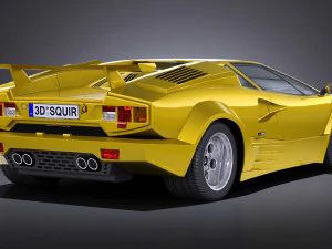 Countach 5000QV 25th Anniversary lowpoly 3D Model