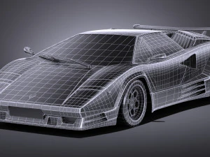 Countach 5000QV 25th Anniversary lowpoly 3D Model