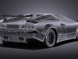 Countach 5000QV 25th Anniversary lowpoly 3D Модель