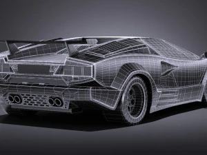 Countach 5000QV 25th Anniversary lowpoly 3D Model