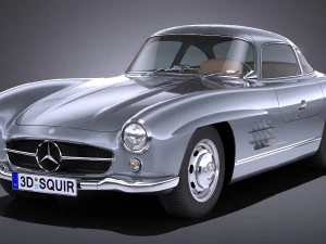 Mercedes-Benz 300 SL Gullwing 1954 lowpoly 3D Model