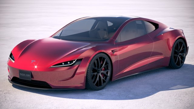 Tesla Roadster 2020 lowpoly 3D Model .c4d .max .obj .3ds .fbx .stl .blend