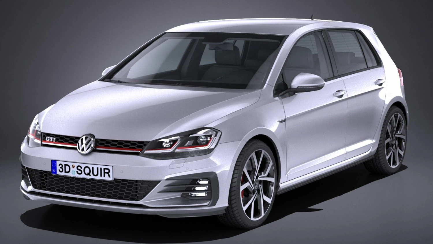 Volkswagen Golf GTI 5-door 2018 lowpoly 3D Model .c4d .max .obj .3ds .fbx .stl .blend 