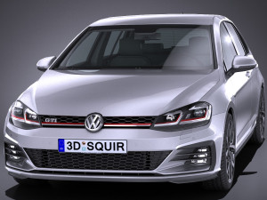 Volkswagen Golf GTI 5-door 2018 lowpoly 3D Model