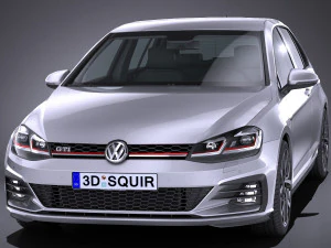 Volkswagen Golf GTI 5-door 2018 lowpoly 3D Model