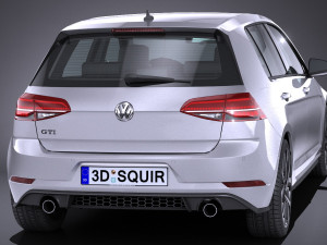 Volkswagen Golf GTI 5-door 2018 lowpoly 3D Model