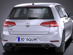 Volkswagen Golf GTI 5-door 2018 lowpoly 3D Model