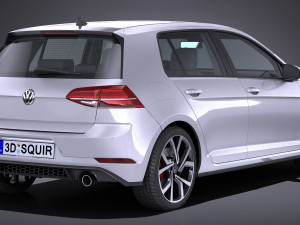 Volkswagen Golf GTI 5-door 2018 lowpoly 3D Model