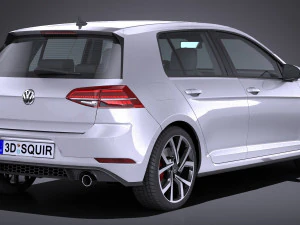 Volkswagen Golf GTI 5-door 2018 lowpoly 3D Model