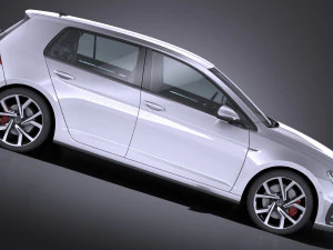 Volkswagen Golf GTI 5-door 2018 lowpoly 3D Model