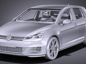 Volkswagen Golf GTI 5-door 2018 lowpoly 3D Model