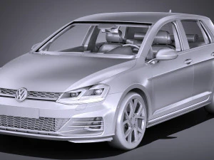 Volkswagen Golf GTI 5-door 2018 lowpoly 3D Model