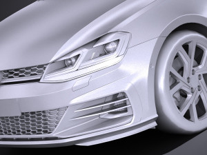 Volkswagen Golf GTI 5-door 2018 lowpoly 3D Model