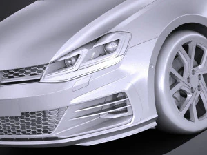 Volkswagen Golf GTI 5-door 2018 lowpoly 3D Model