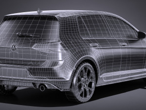 Volkswagen Golf GTI 5-door 2018 lowpoly 3D Model