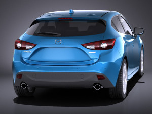 Mazda 3 Hatchback 2016 vray Modelo 3D