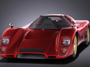 Mclaren M6GT 1969 24H Lemans Yarış Arabası vray 3D Model