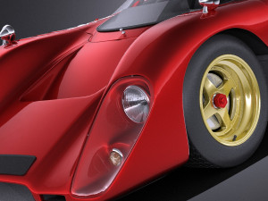 Mclaren M6GT 1969 24H Lemans Race Car vray 3D-Modell