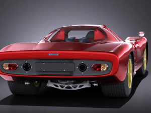 Mclaren M6GT 1969 24H Lemans Yarış Arabası vray 3D Model