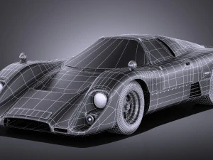 Mclaren M6GT 1969 24H Lemans Yarış Arabası vray 3D Model