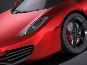 Mclaren MP4 12C Spider 2014 vray Modello 3D