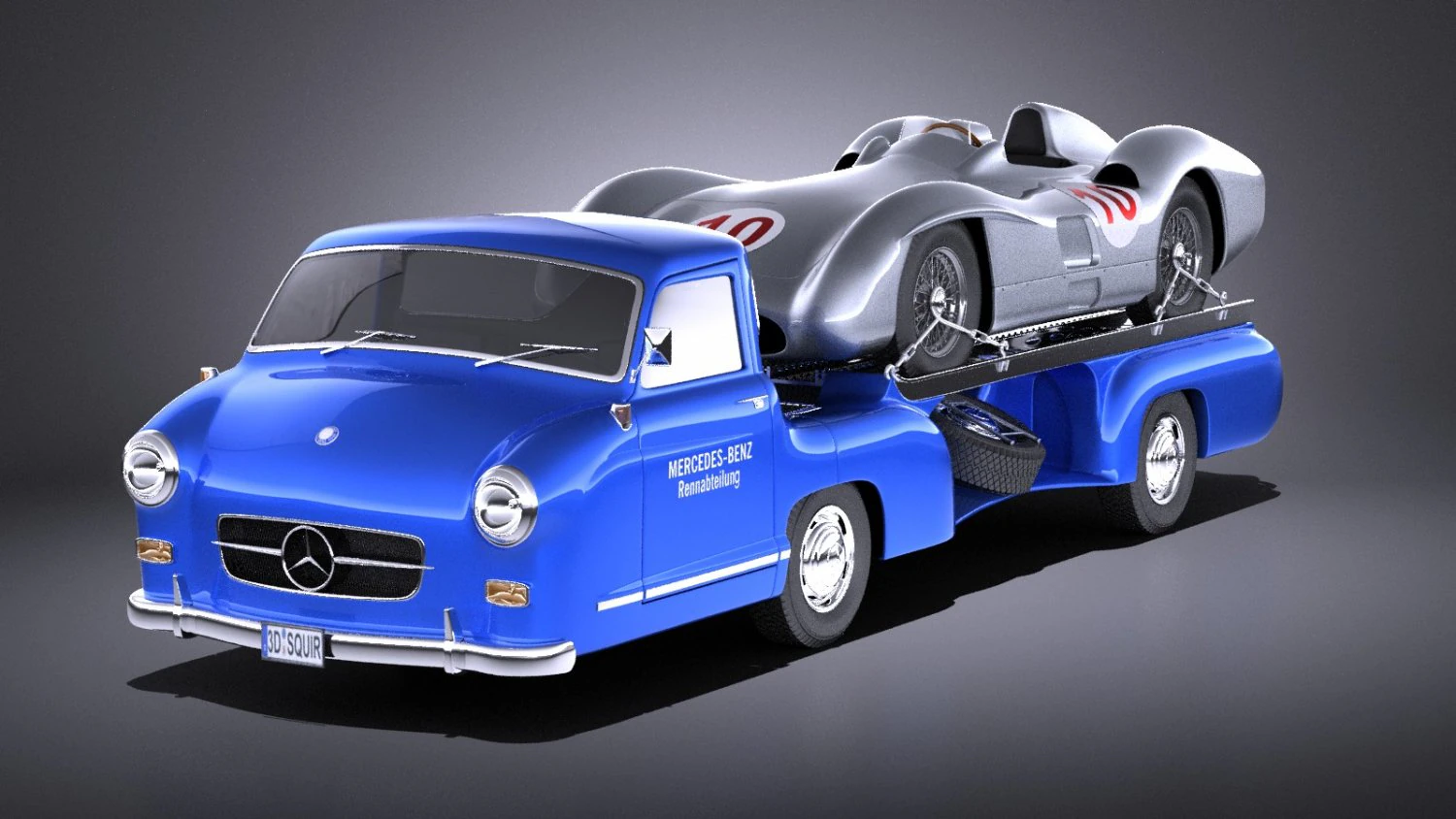 Mercedes-Benz Renntransporter Combo 1954 vray 3D Model .c4d .max .obj .3ds .fbx .stl .blend 