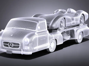 Mercedes-Benz Renntransporter Combo 1954 vray 3D Model