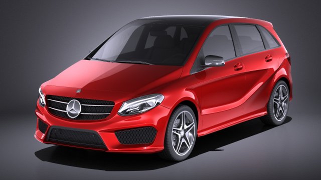 Mercedes-Benz B-class AMG 2016 vray 3D Модель .c4d .max .obj .3ds .fbx .stl .blend