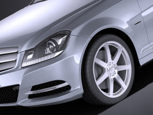 Mercedes-Benz C-class Coupe 2013 vray Modelo 3D