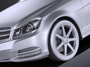 Mercedes-Benz C-class Coupe 2013 vray 3D Model