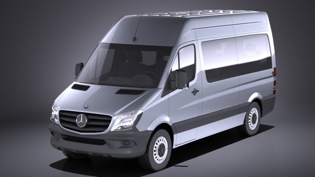 Mercedes-Benz Sprinter Passenger Van 2017 vray 3D Model .c4d .max .obj .3ds .fbx .stl .blend 