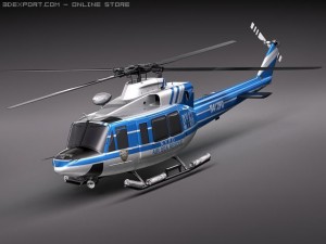 Police Bell 412 Surveillance Copter 3D Model