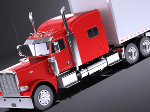 Peterbilt 389 Sleeper Cab Trailer 2017 vray 3D Model