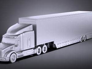 Peterbilt 579 Semi Truck Trailer 2017 vray Modelo 3D