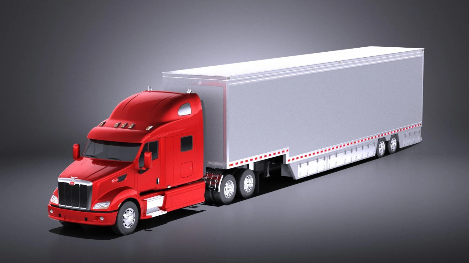 Peterbilt 587 2017 Truck with Trailer vray 3D Model .c4d .max .obj .3ds .fbx .stl .blend 