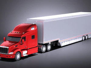 Peterbilt 587 2017 Truck with Trailer vray 3D Model