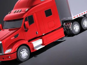 Peterbilt 587 2017 Truck with Trailer vray 3D Model